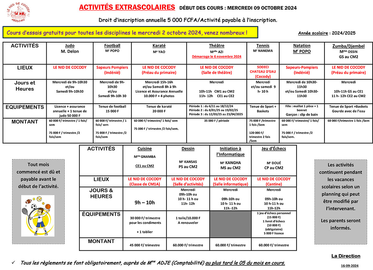 Activités extrascolaires 